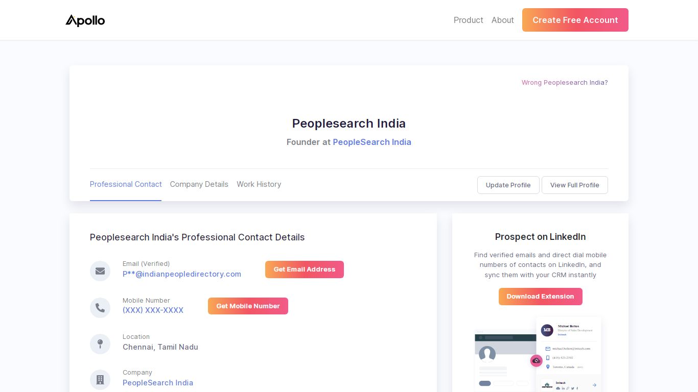 Peoplesearch India - Founder - PeopleSearch India | Business Profile ...